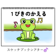 スケッチブックシアター素材「1ぴきのかえる」保育教材数字の歌お誕生日会手遊び歌てあそびうた童謡歌シアター★