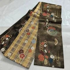 kimono+one◆kimonoarisa◆未使用同然◆最高級西陣織唐織◆正絹◆リバーシブル◆長尺◆412.5cm半幅帯半巾帯小袋帯◆