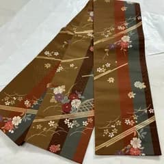 kimono+one◆kimonoarisa◆未使用同然◆最高級西陣織唐織唐織正絹◆リバーシブル◆長尺◆441cm半幅帯半巾帯小袋帯