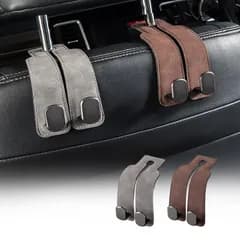 新品 JUSTBOKU ヘッドレストフック 車 フック 荷物かけ 車用シートフック 車内 両頭フック 車内収納フック 2個セット (グレー、ブラウン) M0603-5TGA-1