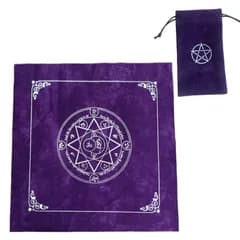 【在庫処分】タロットカード 占い ベルベット 敷物 ポーチ付き タロットクロス 50x50cm Copeflap (紫(八芒星))