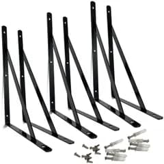 【特価商品】厚さ 300mm×190mm ねじ止め 2mm ディスプレイ 収納 壁面 DIY SN-351-LF ブラケット 棚受 セット 6個 黒 金具 L字 S-NET