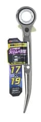 【新着商品】TAKAGI 小型 曲がりシノ付き 軽量 17×19mm スリム 両口ラチェットレンチ 狭い場所 薄型 作業 コンパクト 工具 高儀 たかぎ