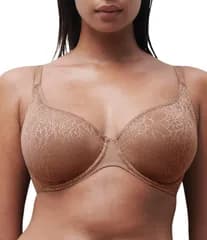 シャントル レディース アンダーウェア ブラジャー フラワー柄 メッシュ フラワー Chantelle Belle Lightweight Floral Mesh Spacer Cup Plunge Bra Coffee Latte コーヒー