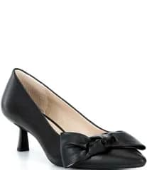 アレックスマリー レディース シューズ ヒール レザー Alex Marie Iris Leather Bow Pointed Toe Kitten Heel Pumps Black ブラック