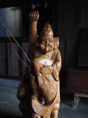 欅製重量級 大きな恵比寿様 木彫　古録展  送料無料　中古 品番K24045