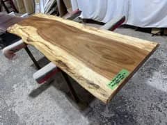 モンキーポッド9654　一枚板無垢 乾燥材　1900ｘ550-560ｘ50mm カウンター　センターテーブル　ダイニングテーブル