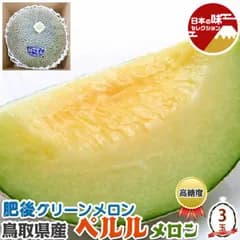 ペルル メロン（ 肥後グリーンメロン 鳥取県産）5Lサイズ 3玉入 茶箱 高糖度 マスクメロン ネットメロン ギフト 贈物 フルーツ 夏ギフト お中元