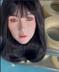 上品ソフトシリコン ヘッド　頭部単品　眼球選べる　リアルガール頭　髪と眉毛、まつ毛も植毛　リアル口腔 舌歯　 M16 等身大ドール用頭　撮影　 鑑賞用 水洗い可能　マネキンパーツ　リアルドール