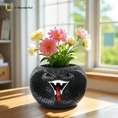 鉢植え 植木鉢 プランター プラントポット フラワーポット ガーデニング 樹脂 屋内 屋外 インテリア 庭 玄関 蛇 へび コブラ ブラック 多肉植物 サボテン 可愛い ユニークデザイン 室内インテリア