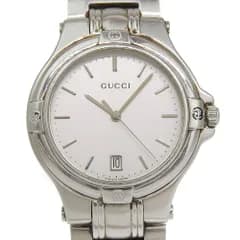 【GUCCI】グッチ 9040M ステンレススチール クオーツ アナログ表示 メンズ シルバー文字盤 腕時計