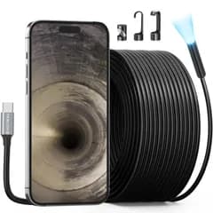 15M下水道内視鏡カメラ Teslong ファイバースコープiphone 15対応 USB C排水管ボアスコープ検査カメラ8個高輝度LED搭載 50フィートの柔軟で防水の工業用内視鏡 ファイバースコープカメラ排水口/配管内/自宅建築の点検 適用するAndroi