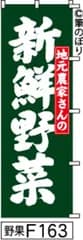 【お得な２枚セット-新品-送料無料】【キャンセル不可-12営業日で発送-ポスト投函】のぼり 旗 地元農家さんの新鮮野菜 濃緑に白の手書き筆文字 F163 （筆のぼり商標登録番号6807113）
