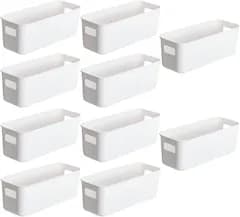 ARESACHI 収納ボックス 小物入れ ケース 収納カゴ 取っ手付き 収納ケース おもちゃ 衣類 キッチン 白 10個セット (ホワイト,  26.5cmx9.5cmx8.2cm)