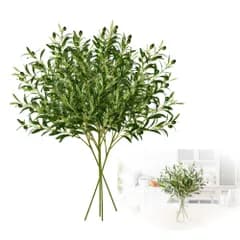merrytime オリーブの木 フェイクグリーン 造花 枝物 人工観葉植物 インテリア 6本セット 45cm グリーン 