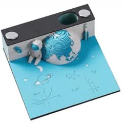 KURASALE 3Dメモパッド 3Dペーパーアート 地球 宇宙飛行士 飾れるアート メモ帳 文房具 インテリア デスク 卓上 プレゼント ギフト 
