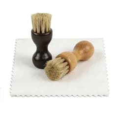 新品 LIKENNY 靴ブラシ ク リーム塗布用ブラシ 豚毛製 2個入り 手を汚さない シューケア 靴/バッグ/革製品用 クリーニングクロス付 (A)