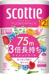 新品 トイレット ダブル 3倍長持ち 75m 12ロール スコッティフラワーパック