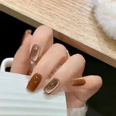 新品 BHIDENAW ネイルチップ ショート 24枚入 人気 和風 かわいい シンプル おしゃれ 成人式 結婚式 パーティー 日常生活に使用できます 花嫁ネイル 光沢 つけ爪 両面テープ ウッドスティック (一目惚れ-117 M)