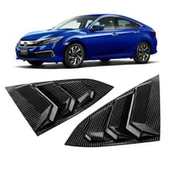 [1Off Craft]シビック セダン リアサイドウィンドウルーバー 10世代 FC1 2016-2021年 アクセサリー カスタム ドレスアップ ガーニッシュ カーパーツ カバー 専用設計 耐久性 外装 ABS製 左右2個セット ( [カーボン調ブラック]
