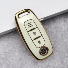 日産Nissan新型 スマートキーケース TPU キーカバー ホワイト×ゴールド