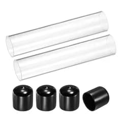 新品 uxcell 透明硬質アクリルパイプ2本セット（内径26mm/1.02インチ×外径30mm/1.18インチ×長さ6インチ） ポリカーボネート円形チューブ ゴムキャップ付き 配管・照明・アクアリウム・DIYプロジェクト用