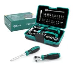 SATA ソケットレンチセット 38セット ビットラチェットセット ドライバーセット 48山ギア 差込角6.35mm（1/4インチ）エクステンションバー ビットホルダー 六角ソケット バイク DIY 家庭修理 整備 メンテナンス★m cfc5dd66