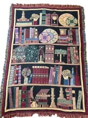 ヴィンテージ ゴブラン ブランケット ラグ 本棚 ライブラリー Bookshelf タペストリー インテリア