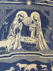 ヴィンテージ ゴブラン ブランケット キリスト降誕 聖家族 Nativity クリスマス タペストリー ラグ