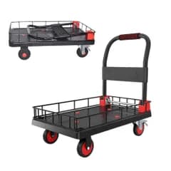 新商品 ワゴン キャリーカート 運搬用 家庭用 メッシュ 引越し 手押し台車 買い物 積載面90×60cm 持ち運び便利 耐荷重350kg 業務用 5inキャスター 倉庫 ストッパー付き 工場 カゴ付き 店舗 折りたたみ式 会社 バスケット台車 ゴミ出し(35