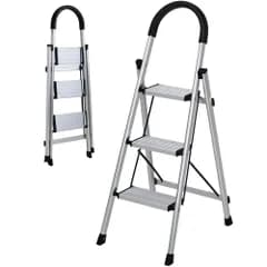 新商品 脚立 3段 折りたたみ ステップ 手摺 VECELO ステップスツール アルミ合金 軽量 頑丈 省スペース 踏み台 耐久性 滑り止め付き 多機能 室内・屋外 収納 耐荷重150kg 黒