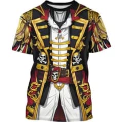 海賊 Tシャツ 半袖 3Dプリント コスプレ カリビアン風 ハロウィン 衣装 メンズ レディース P_4 [ID:12361]