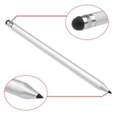 スタイラスペン デュアルヘッド タッチスクリーンペン 抵抗膜 静電容量 アイパッド iphone  シルバーP_3 [ID:7657]