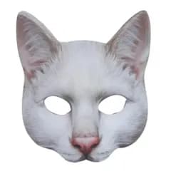 猫マスク フェイスマスク ハロウィン コスプレ 仮装 白猫 半顔P_1 [ID:10015]