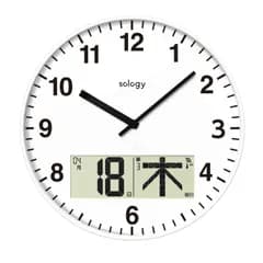 sology(ソロジー) 電波時計 壁掛け 掛け時計 日めくりカレンダー アナログ デジタル 時計 日付と曜日を表示 30.5cm ホワイト CL400WH 国内発送