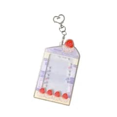 【新品】 [Moflano] トレカケース キーホルダー 推し活 硬質カードケース 韓国風 ケーキデザイン ハートナスカン付き チェキ収納 フォトカードケース アクキー かわいい デコトレカ ケース 推しグッズ フルーツ ショートケーキ (ケーキ紫)