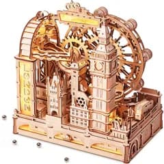 ROBOTIME 立体パズル 木製パズル 3D ウッドパズル マーブルラン コースター 水車 ギア 軌道 ビー玉迷路 夏休み工作キット 工作愛好者向け 集中力 脳トレ クラフト 大人向け 子供 知育 玩具 おもちゃ 14歳+ DIY キット  1141320e