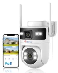 Ctronics デュアルレンズ 防犯カメラ 屋外 PoE対応 2.4/5GHzWiFi 自動追尾 NVR/ONVIF プリセット機能 カラー暗視 スマホ/PC遠隔 AI人検知 128GB TF/クラウド録画 カスタム警報音 360°全方位監 50f3f1ef