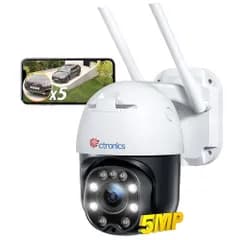 【5MP・5倍光学ズーム】Ctronics 防犯カメラ 屋外 自動追跡 ヒューマン検知 PTZ 360° プリセット機能 24時間常時録画 スマート暗視 スマホ/PC 遠隔操作 FTP/ONVIF/NAS クラウドストレージ 家族共有・会話機 a0a35c5d
