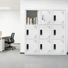 『数量限定セール』 スチール製ロッカー 3列3段 9人用 高さ100cm 鍵付き 各扉個別ロック 通気口/ネームプレート搭載 安心安全 高耐久 大容量 お手入れ簡単 書類/バッグ/貴重品対応 収納棚 更衣室/事務所/会社/学校/ジム/施設用