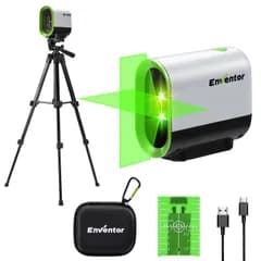 ENVENTOR レーザー墨出し器 レーザークラスII 360°回転可能な水平および垂直ポイント 2つのレーザー出射口 磁気サポート パルス機能 USB充電 充電式電池 IP54 プレゼント 三脚付き（グリーン）送料無料