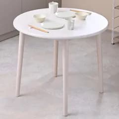 新商品 アジャスター付き 机 食卓 ダイニング 幅80.5×奥行80.5×高さ70.5cm テーブル 丸 組立品 天然木 ホワイトウォッシュ 丸型 ダイニングテーブル SMD-80(WW) 山善(YAMAZEN)