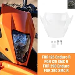  MOTORCYCLE HEADLIGHT GUARD COVER FRONT LIGHT TRANSPARENT  COVER 390 ENDURO R 390 SMC R 125 ENDURO R 125 SMC R