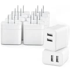 充電器 USB コンセント【10個セット・PSE技術基準適合】 acアダプター 小型 スマホ充電器 10W 2ポート搭載 iPhone Xperia Samsung Galaxy Arrows Pixel Android 等のUSB機器対応 (ホワイト, ts