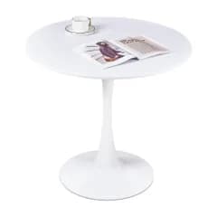 ★新品★VECELO 丸テーブル ダイニングテーブル 直径60×高さ73cm カフェテーブル 食卓 円形 組み立て簡単 ホワイト ac45cdd6
