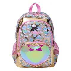 キッズ リュックサック ハートポケット付き 女の子用 バックパック ユニコーン柄 大容量 通学・遠足・お出かけ