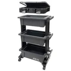 SK11(エスケー11) ツールワゴン&パーツストッカーセット 全段ボックス型 3段 耐荷重30kg 小型 外寸W490×D295×H785mm キャスター付き 日本製 STW-B490PSas 728cd0ca
