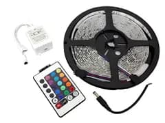 Parishop LEDテープ ライト 5m 300連 正面発光 12V 防水 16色 リモコン 配線付 カット可 車 バイク SMD2835 3528 切断可能強力粘着両面テープ (RGB+リモコン)ts