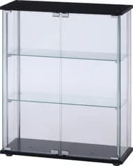 不二貿易 コレクションケース フィギュアケース 3段 幅70×奥行28×高さ86cm ブラック 強化ガラス ワイドタイプ 全面ガラス 組立商品 99479