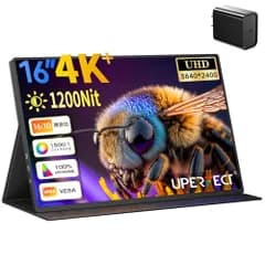 UPERFECT モバイルモニター 4k 16インチ 1200nit 高輝度 ポータブルモニター 3840x2400UHD 黄金比16:10 モバイルディスプレイ 非光沢 IPSパネル サブモニター 薄型 VESA対応 ノングレア スピーカー 07639487